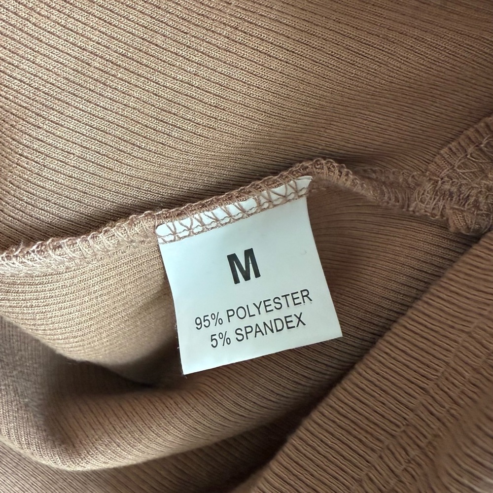 Brown Ruched Ribbed Midi Dress - Picture 4 of 5